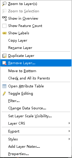 Removing layer using context menu