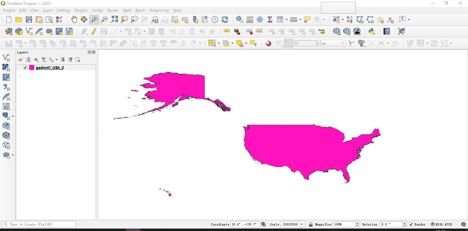 Ebene mit zufälliger Farbe in QGIS angezeigt Ebene mit zufälliger Farbe in QGIS angezeigt