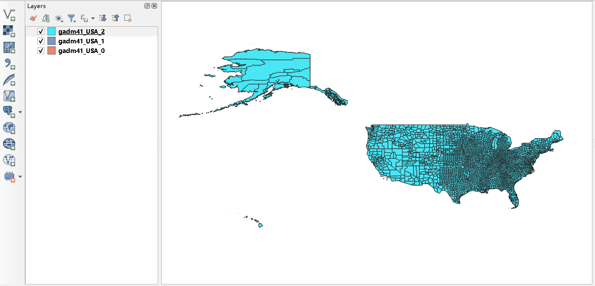 Mehrere Ebenen mit zufälligen Farben in QGIS Mehrere Ebenen mit zufälligen Farben in QGIS